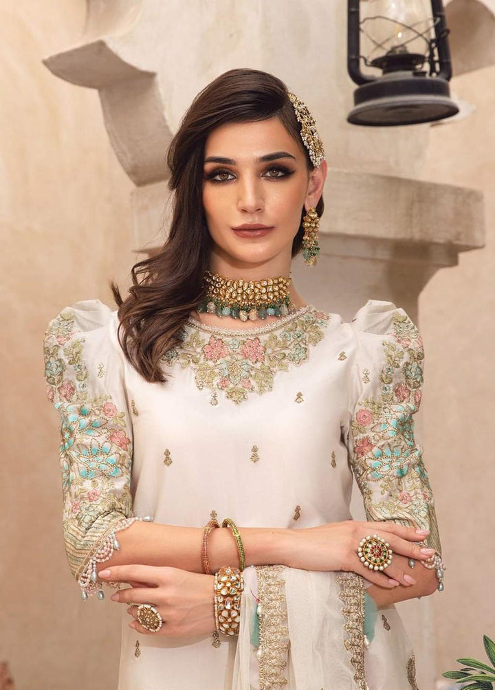Sateen By Maria B Embroidered Cotton Satin Suits Unstitched 3 Piece MB22S D8 - Luxury Collection