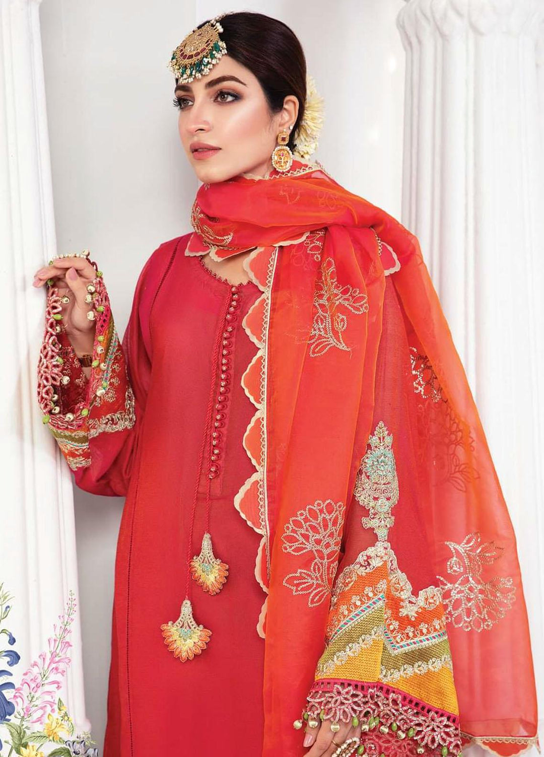 Maria B Embroidered Lawn Suits Unstitched 3 Piece MB22E D1 - Eid Collection