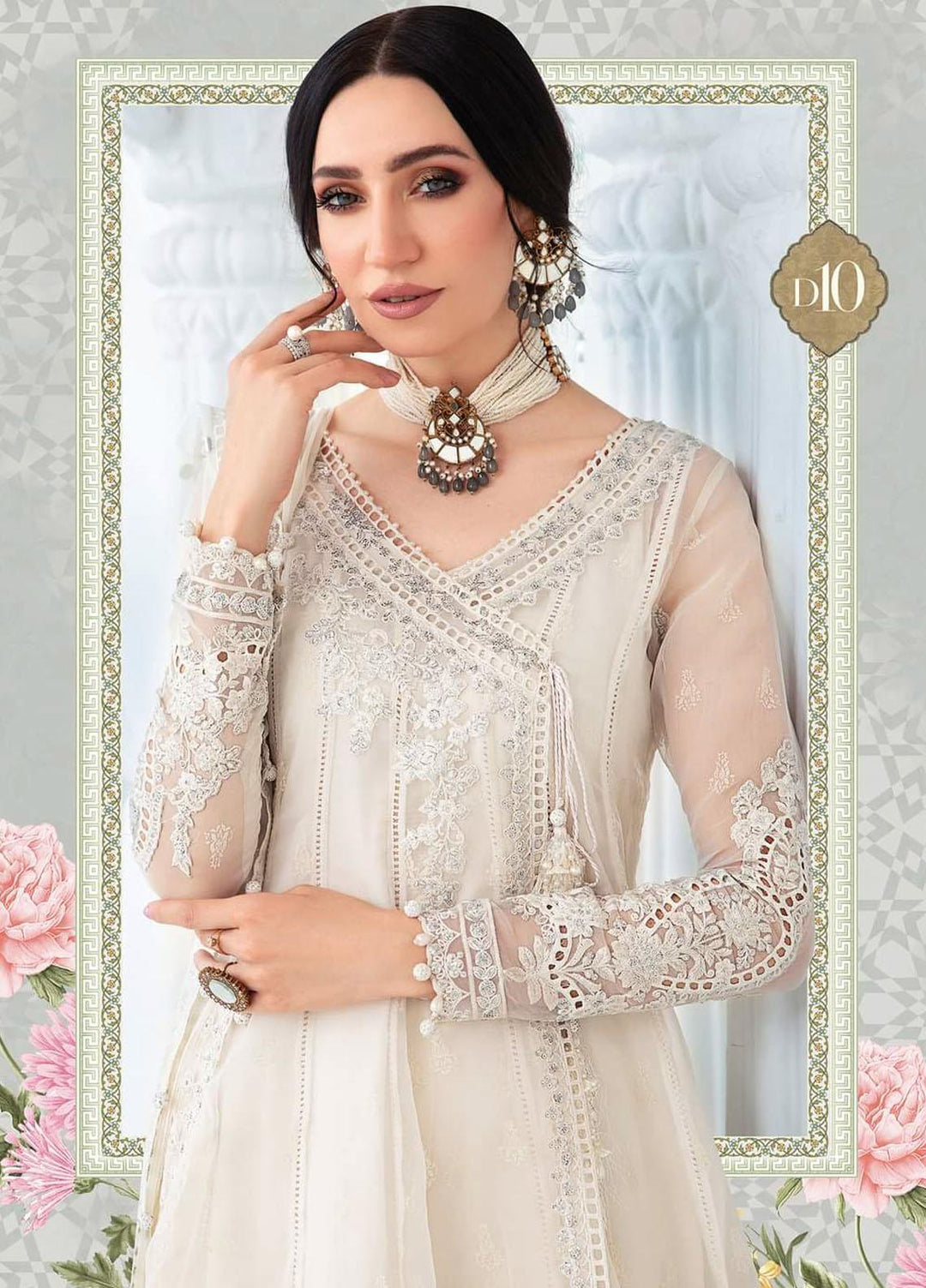Maria B Embroidered Organza Suits Unstitched 3 Piece MB22E D10 - Eid Collection