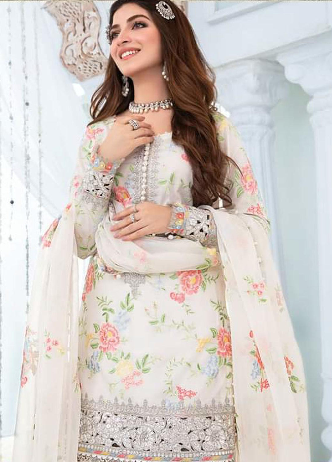 Maria B Embroidered Lawn Suits Unstitched 3 Piece MB22E D2 - Eid Collection