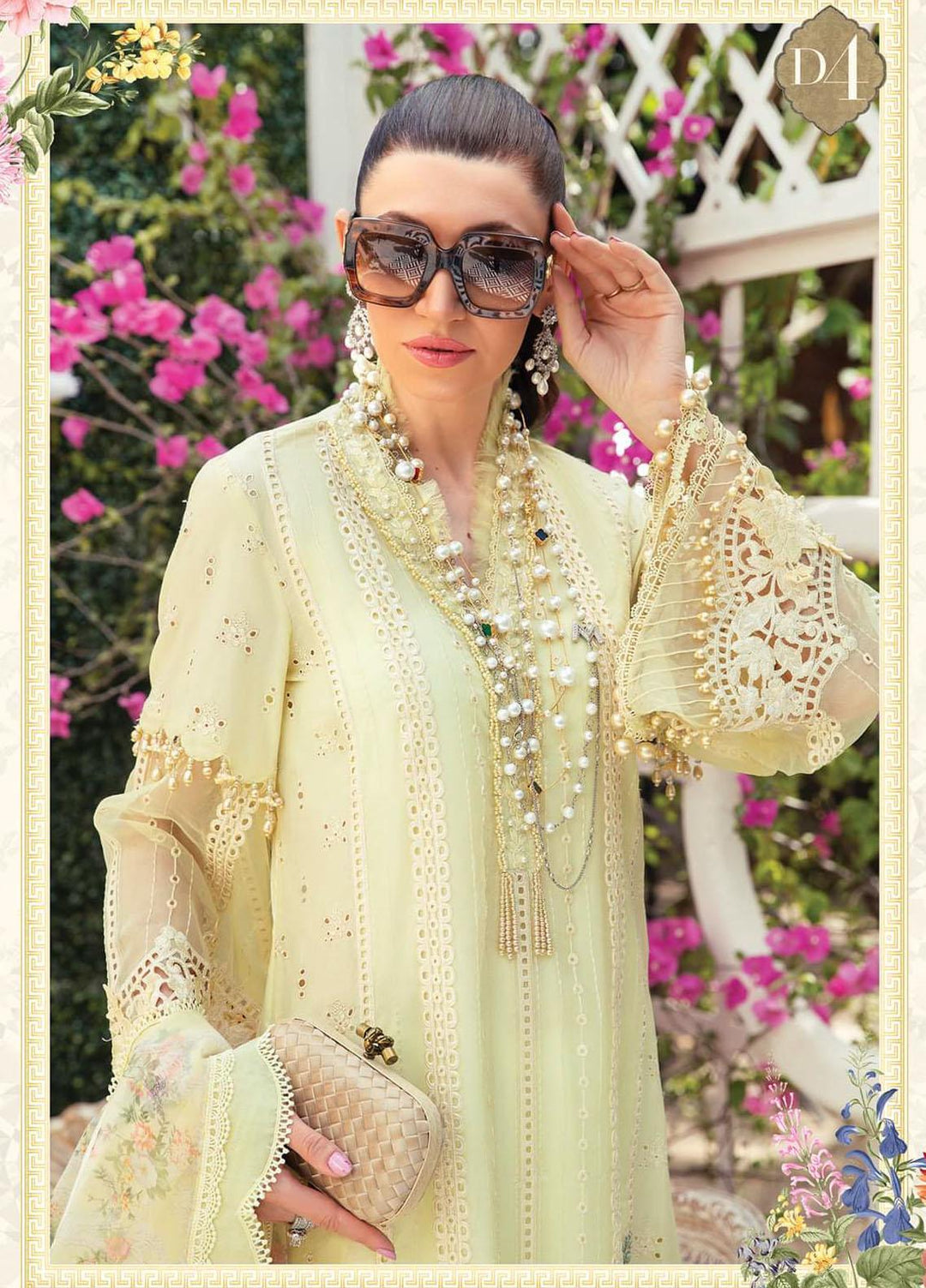 Maria B Embroidered Lawn Suits Unstitched 3 Piece MB22E D4 - Eid Collection