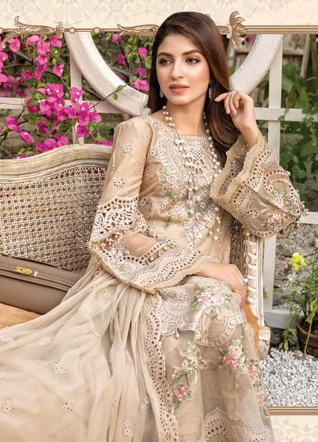 Maria B Embroidered Lawn Suits Unstitched 3 Piece MB22E D6 - Eid Collection