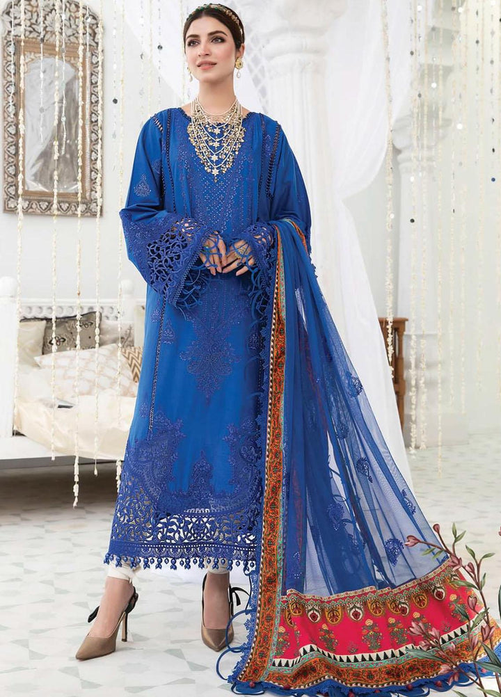 Maria B Embroidered Lawn Suits Unstitched 3 Piece MB22E D8 - Eid Collection