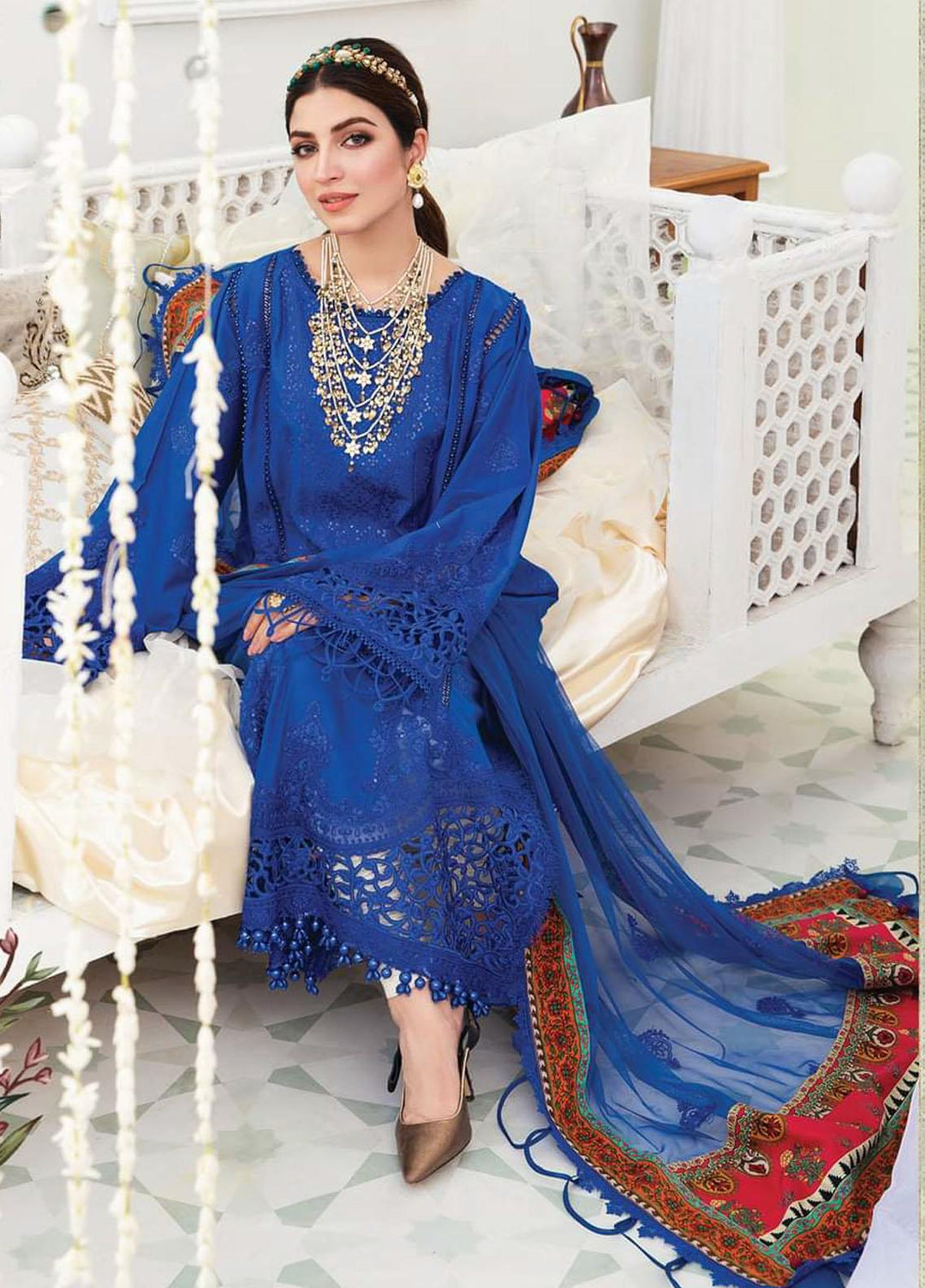 Maria B Embroidered Lawn Suits Unstitched 3 Piece MB22E D8 - Eid Collection