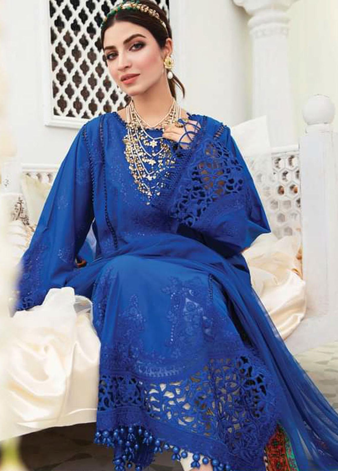 Maria B Embroidered Lawn Suits Unstitched 3 Piece MB22E D8 - Eid Collection