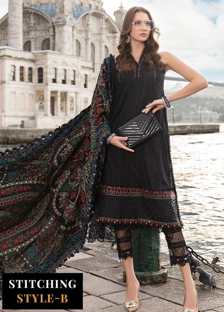 Maria B Embroidered Linen Suits Unstitched 3 Piece MB23LN D1 - Luxury Winter Collection