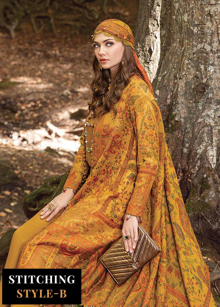 Maria B Embroidered Linen Suits Unstitched 3 Piece MB23LN D10 - Luxury Winter Collection
