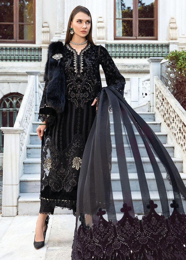 Maria B Embroidered Velvet Suits Unstitched 3 Piece MB23LN D11 - Luxury Winter Collection