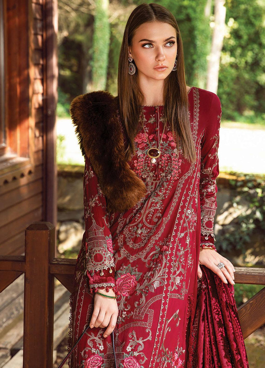 Maria B Embroidered Linen Suits Unstitched 3 Piece MB23LN D12 - Luxury Winter Collection
