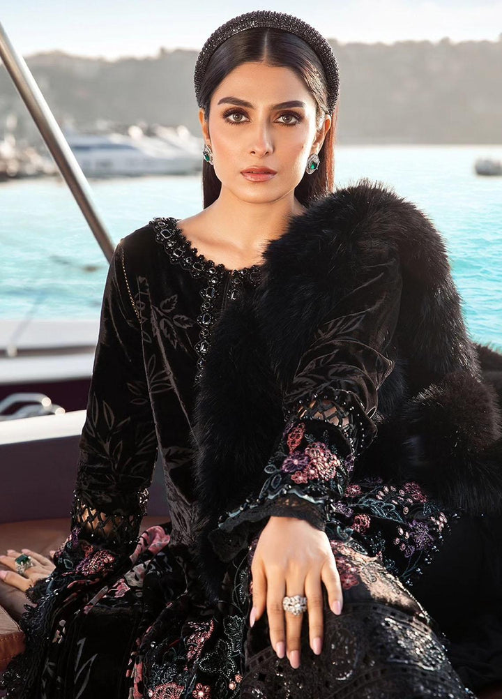 Maria B Embroidered Velvet Suits Unstitched 3 Piece MB23LN D2 - Luxury Winter Collection