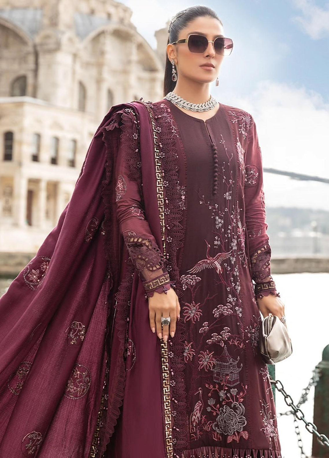 Maria B Embroidered Linen Suits Unstitched 3 Piece MB23LN D3 - Luxury Winter Collection