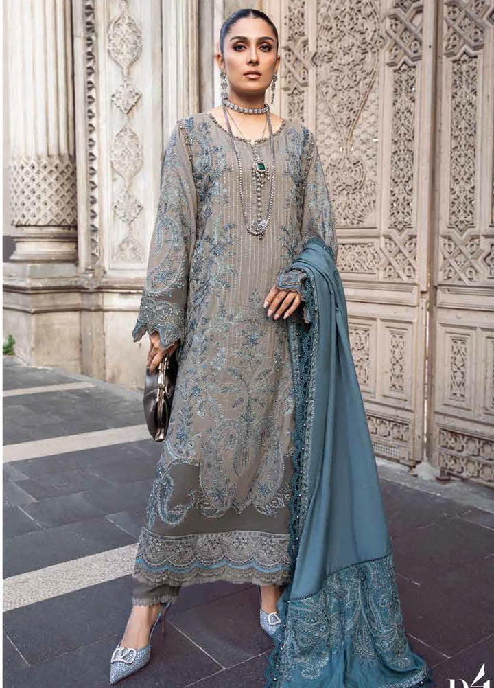 Maria B Embroidered Linen Suits Unstitched 3 Piece MB23LN D4 - Luxury Winter Collection