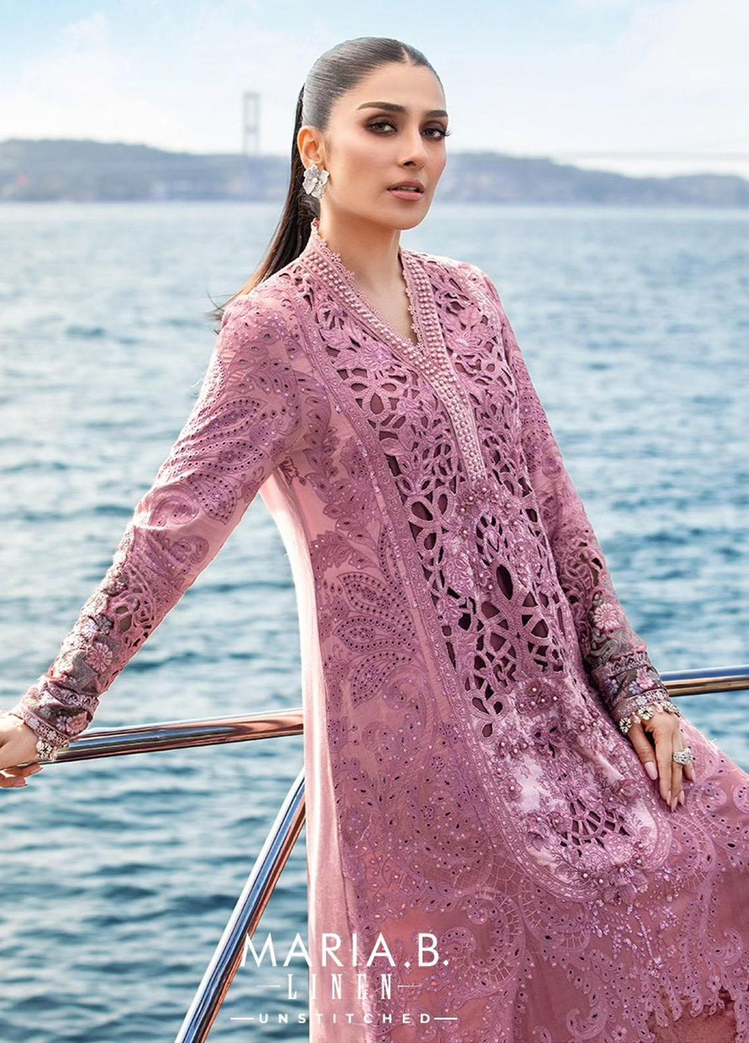 Maria B Embroidered Linen Suits Unstitched 3 Piece MB23LN D6 - Luxury Winter Collection