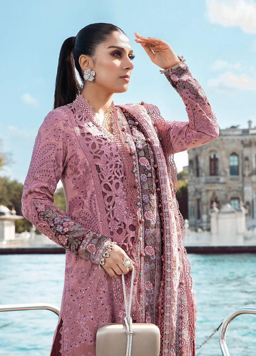 Maria B Embroidered Linen Suits Unstitched 3 Piece MB23LN D6 - Luxury Winter Collection
