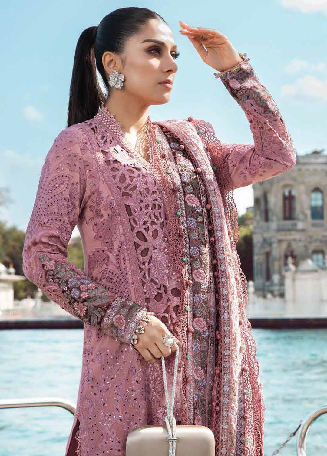 Maria B Embroidered Linen Suits Unstitched 3 Piece MB23LN D6 - Luxury Winter Collection