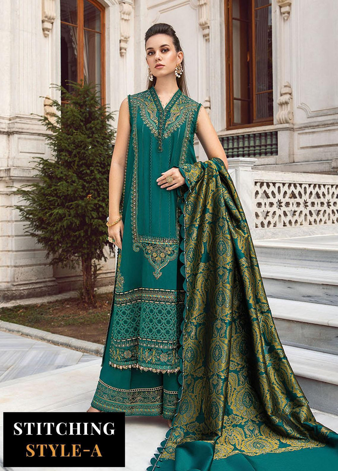 Maria B Embroidered Linen Suits Unstitched 3 Piece MB23LN D7 - Luxury Winter Collection