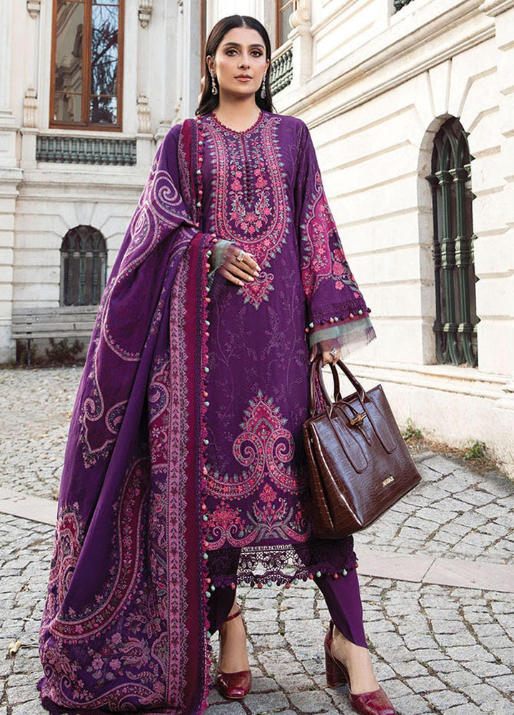 Maria B Embroidered Linen Suits Unstitched 3 Piece MB23LN D8 - Luxury Winter Collection