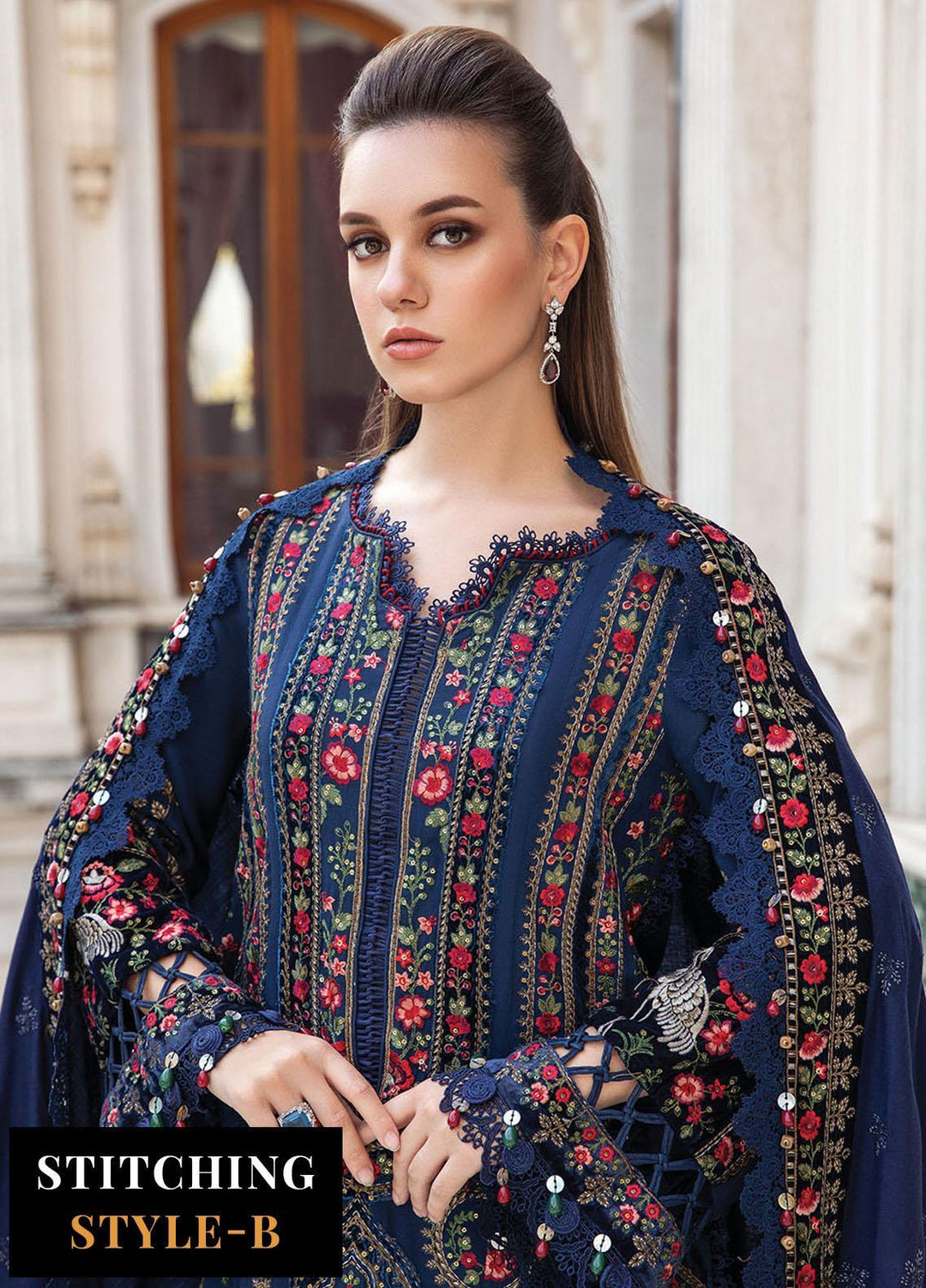 Maria B Embroidered Linen Suits Unstitched 3 Piece MB23LN D9 - Luxury Winter Collection