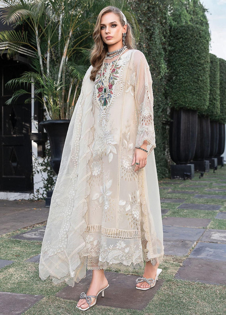 Maria B Embroidered Organza Suits Unstitched 4 Piece MB23LE D-01 Celestial Light - Eid Collection