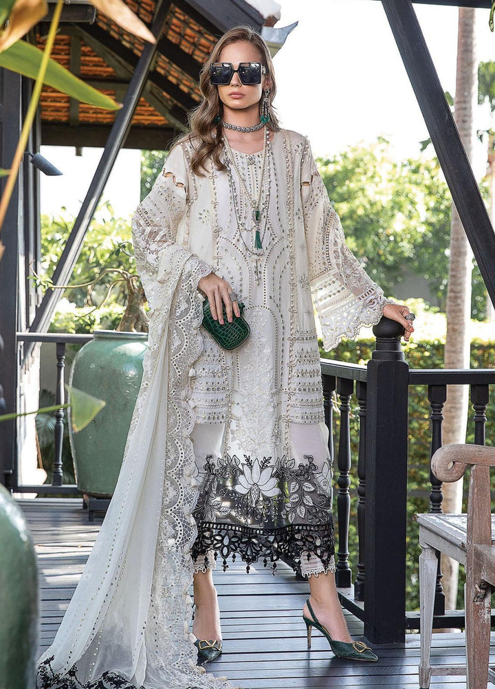 Maria B Embroidered Lawn Suits Unstitched 3 Piece MB23LE D-02 Magnificent Alabaster - Eid Collection