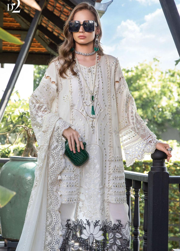 Maria B Embroidered Lawn Suits Unstitched 3 Piece MB23LE D-02 Magnificent Alabaster - Eid Collection