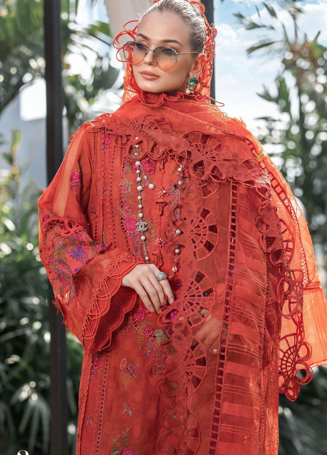 Maria B Embroidered Lawn Suits Unstitched 3 Piece MB23LE D-03 Imperial & Splendor - Eid Collection