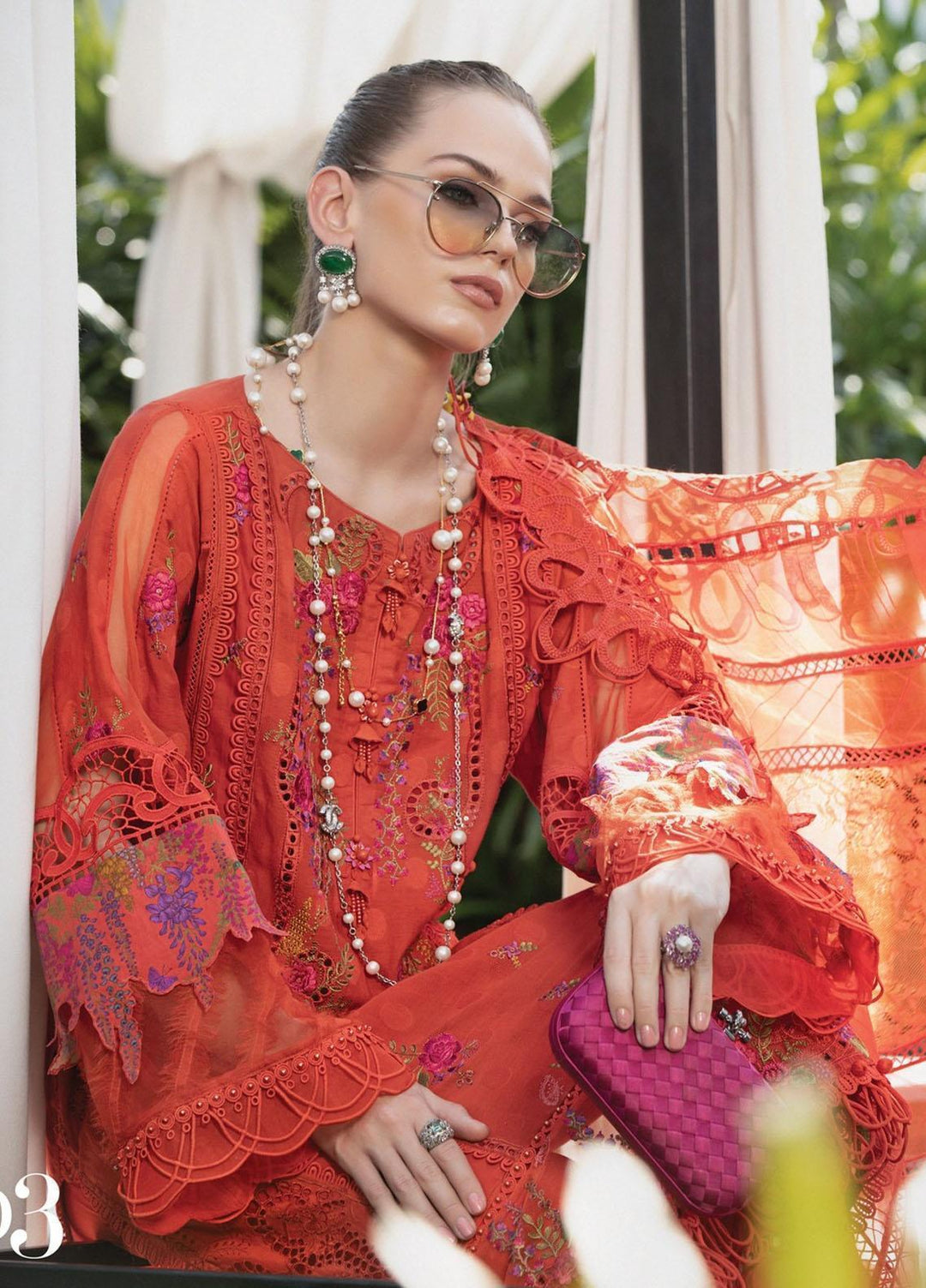 Maria B Embroidered Lawn Suits Unstitched 3 Piece MB23LE D-03 Imperial & Splendor - Eid Collection