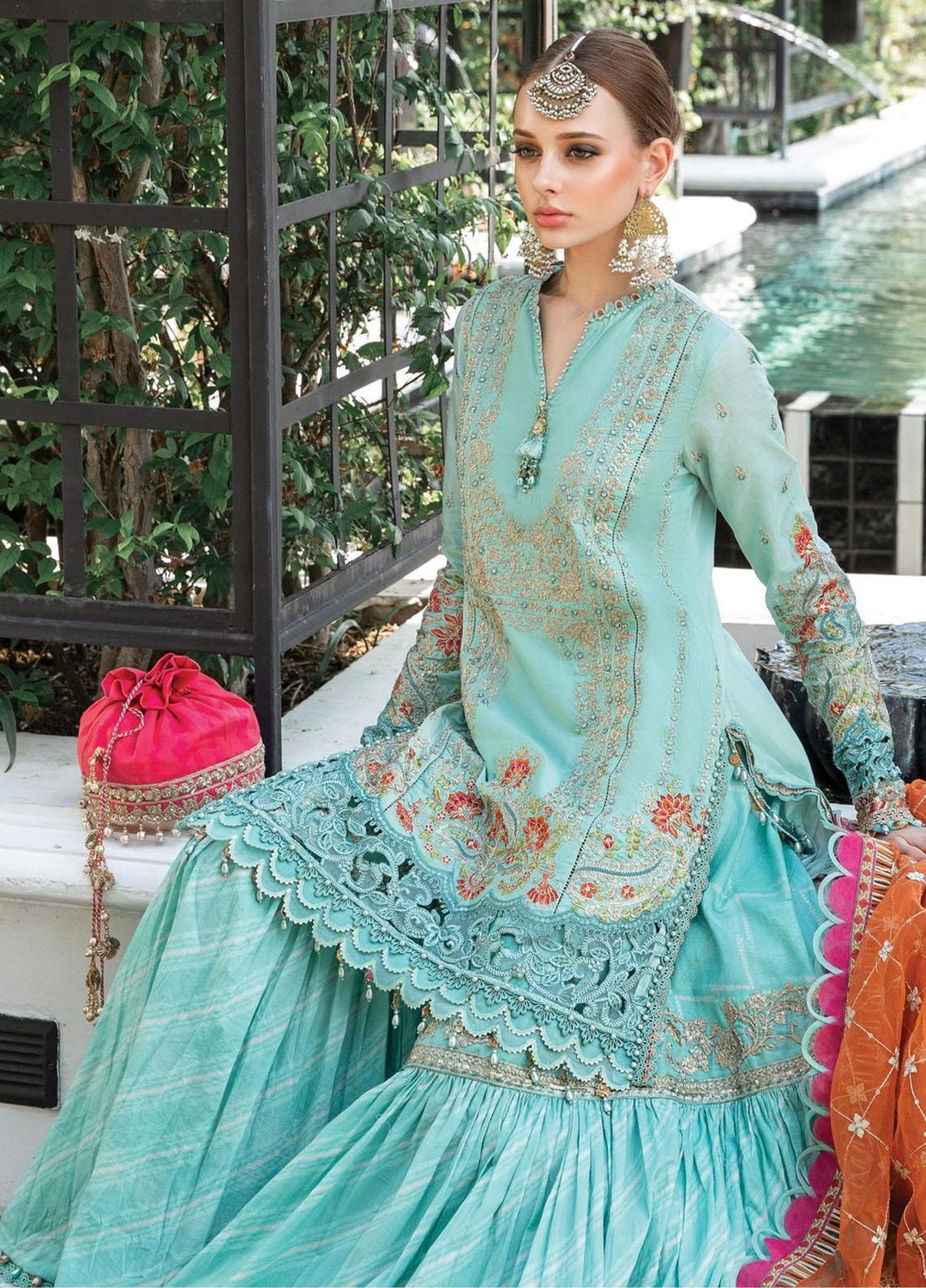 Maria B Embroidered Lawn Suits Unstitched 3 Piece MB23LE D-05 Luxurious Azure - Eid Collection
