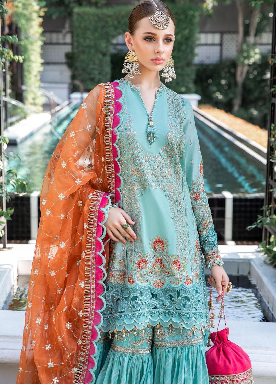 Maria B Embroidered Lawn Suits Unstitched 3 Piece MB23LE D-05 Luxurious Azure - Eid Collection