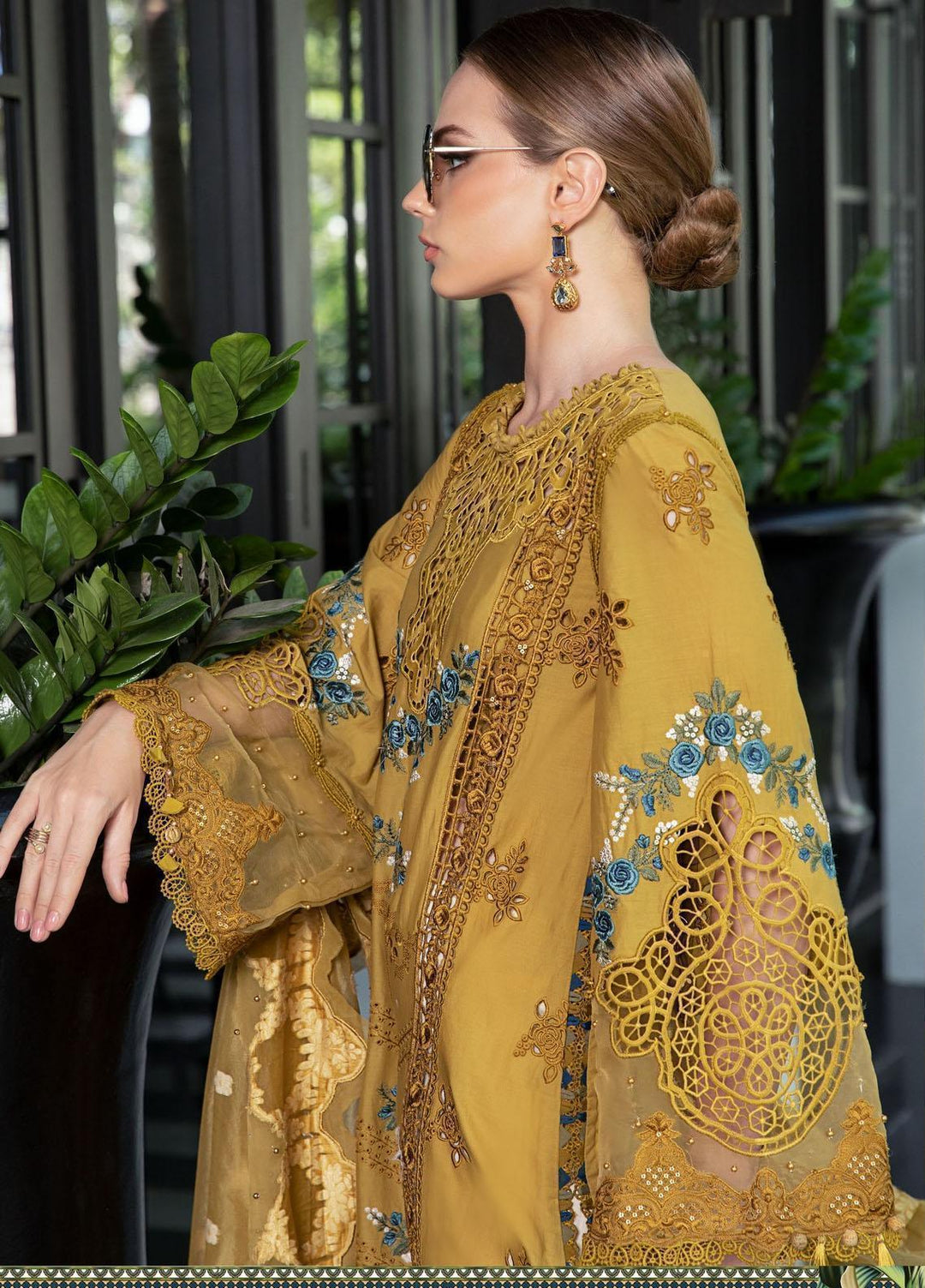 Maria B Embroidered Lawn Suits Unstitched 3 Piece MB23LE D-06 Royal Amber - Eid Collection