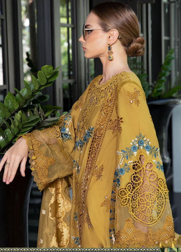Maria B Embroidered Lawn Suits Unstitched 3 Piece MB23LE D-06 Royal Amber - Eid Collection