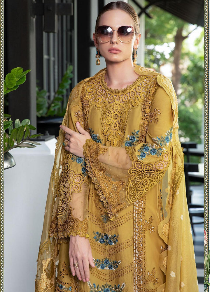 Maria B Embroidered Lawn Suits Unstitched 3 Piece MB23LE D-06 Royal Amber - Eid Collection