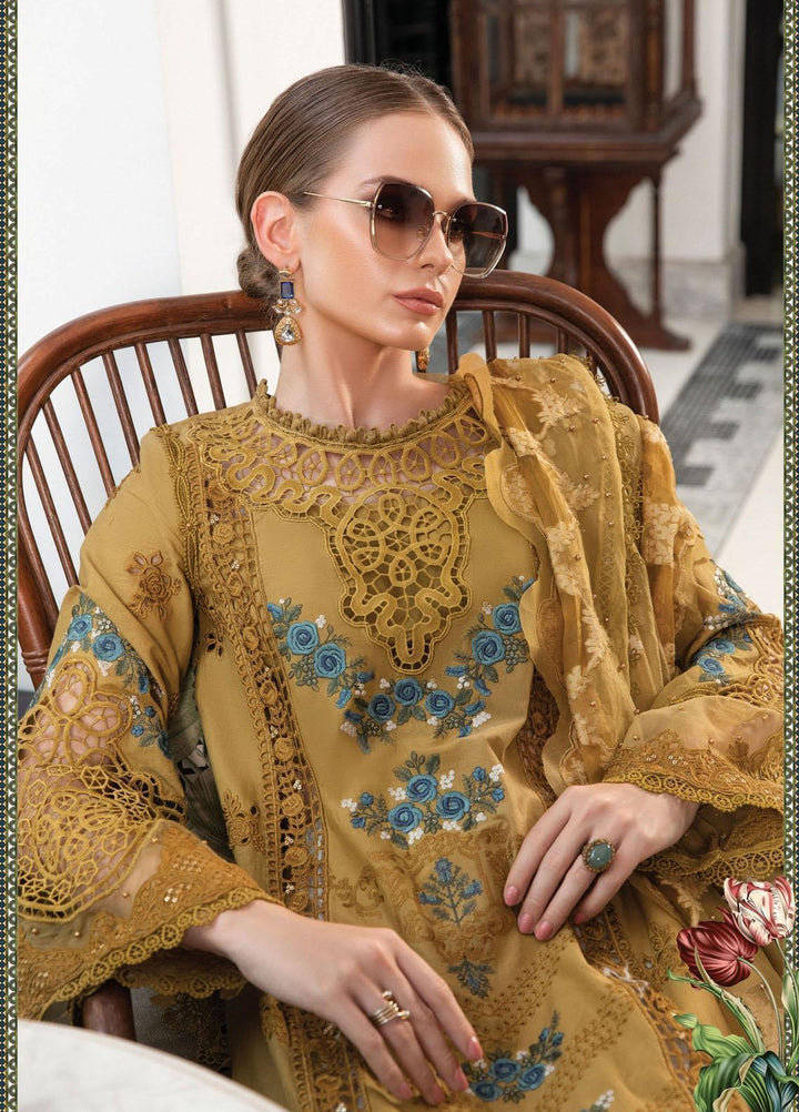 Maria B Embroidered Lawn Suits Unstitched 3 Piece MB23LE D-06 Royal Amber - Eid Collection