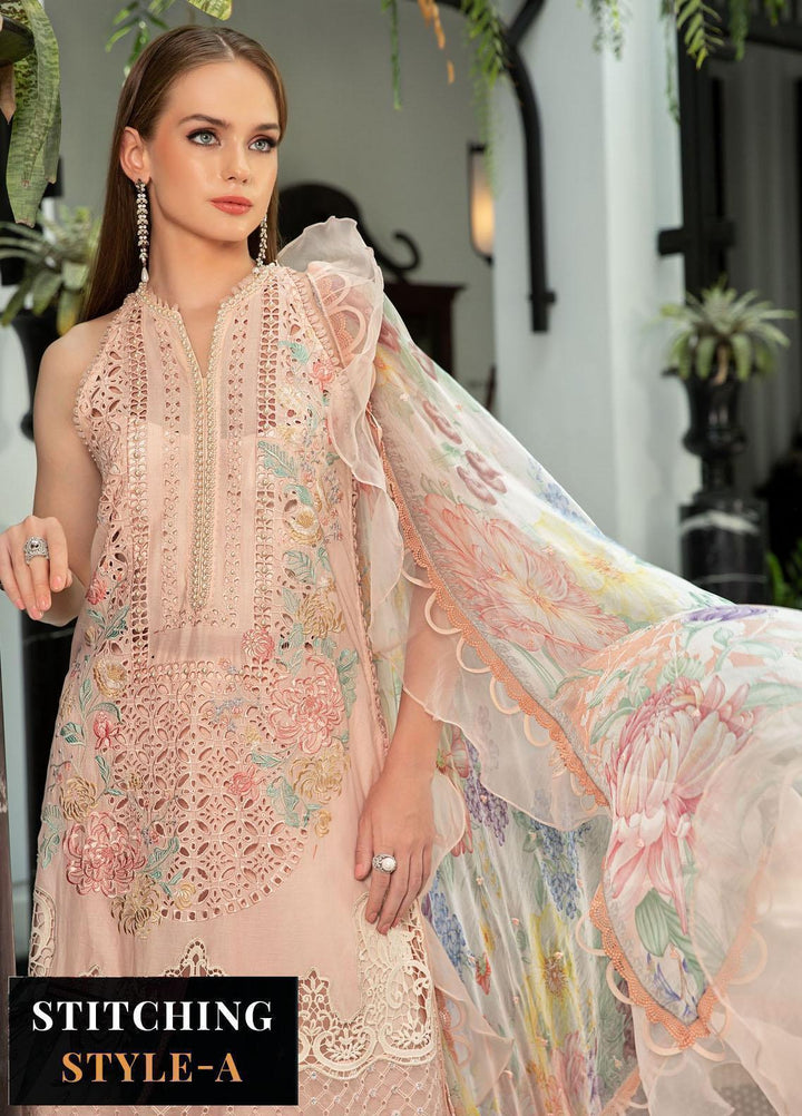 Maria B Embroidered Lawn Suits Unstitched 3 Piece MB23LE D-07 Mystic Blust - Eid Collection
