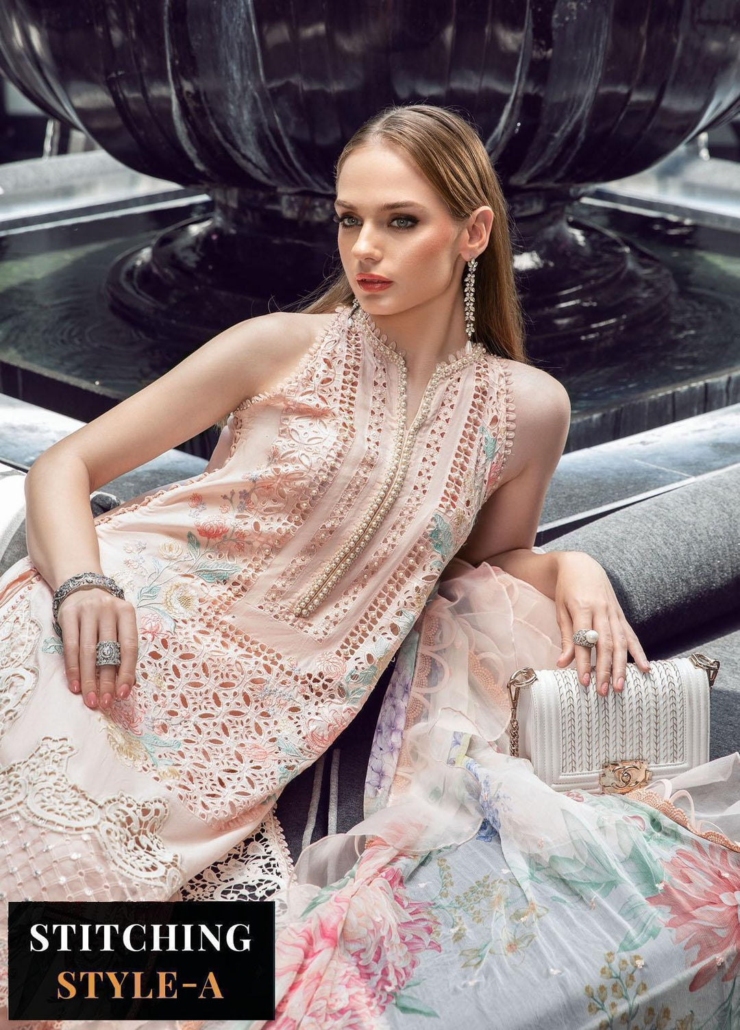 Maria B Embroidered Lawn Suits Unstitched 3 Piece MB23LE D-07 Mystic Blust - Eid Collection