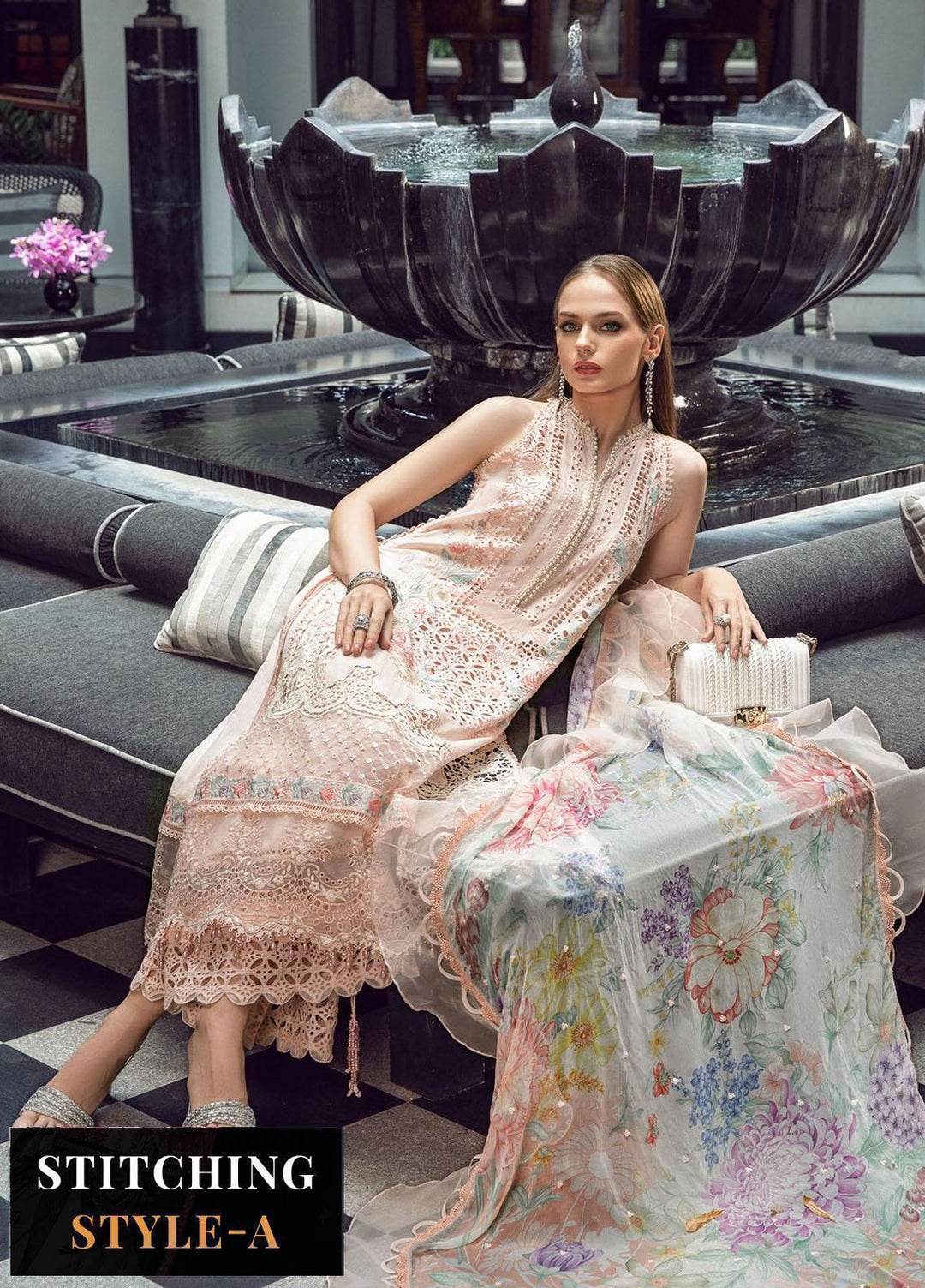 Maria B Embroidered Lawn Suits Unstitched 3 Piece MB23LE D-07 Mystic Blust - Eid Collection