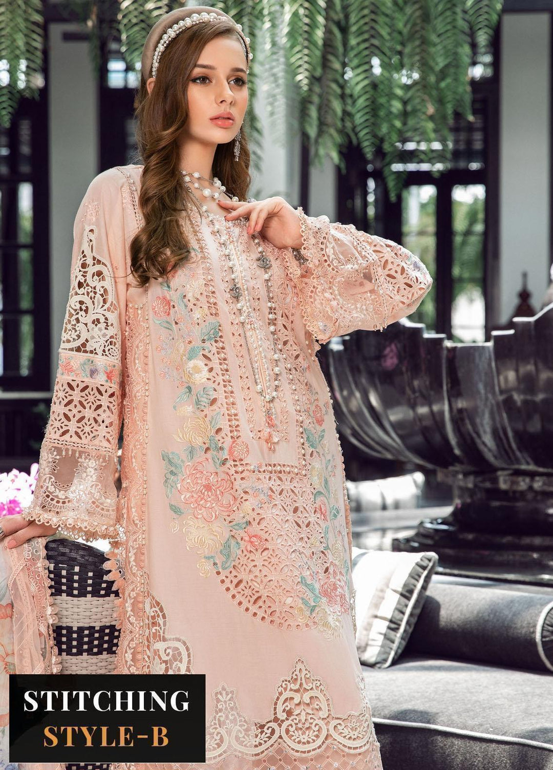 Maria B Embroidered Lawn Suits Unstitched 3 Piece MB23LE D-07 Mystic Blust - Eid Collection