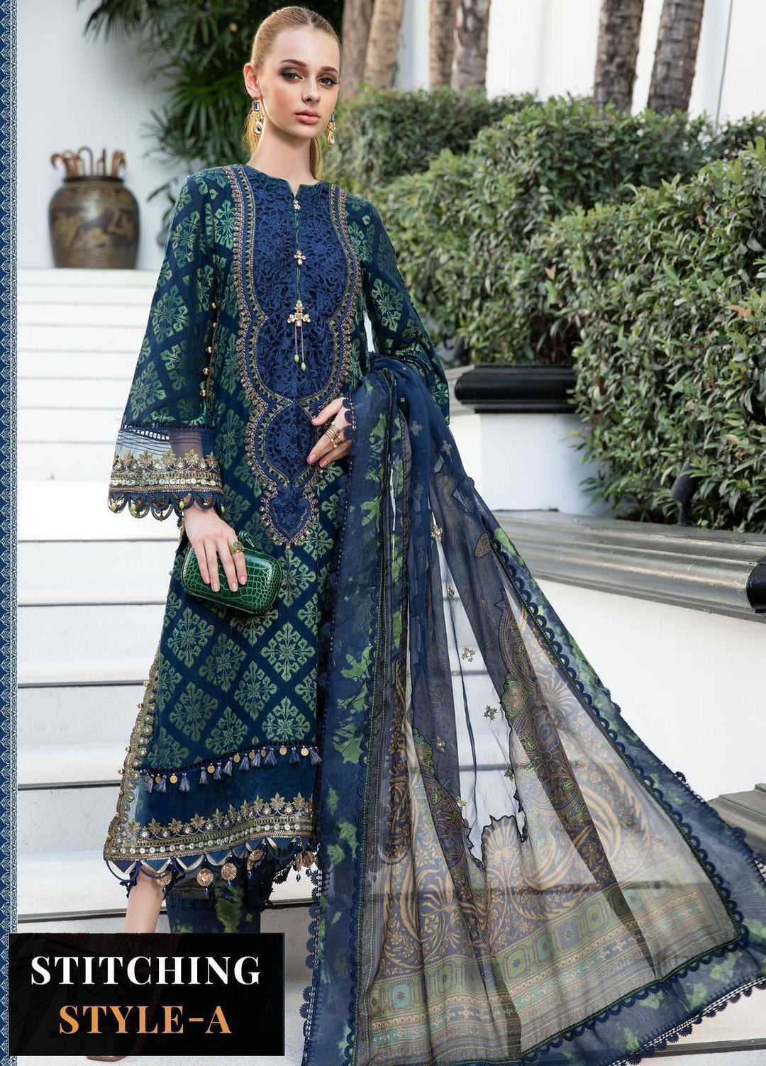 Maria B Embroidered Lawn Suits Unstitched 3 Piece MB23LE D-08 Glorious Beryl - Eid Collection
