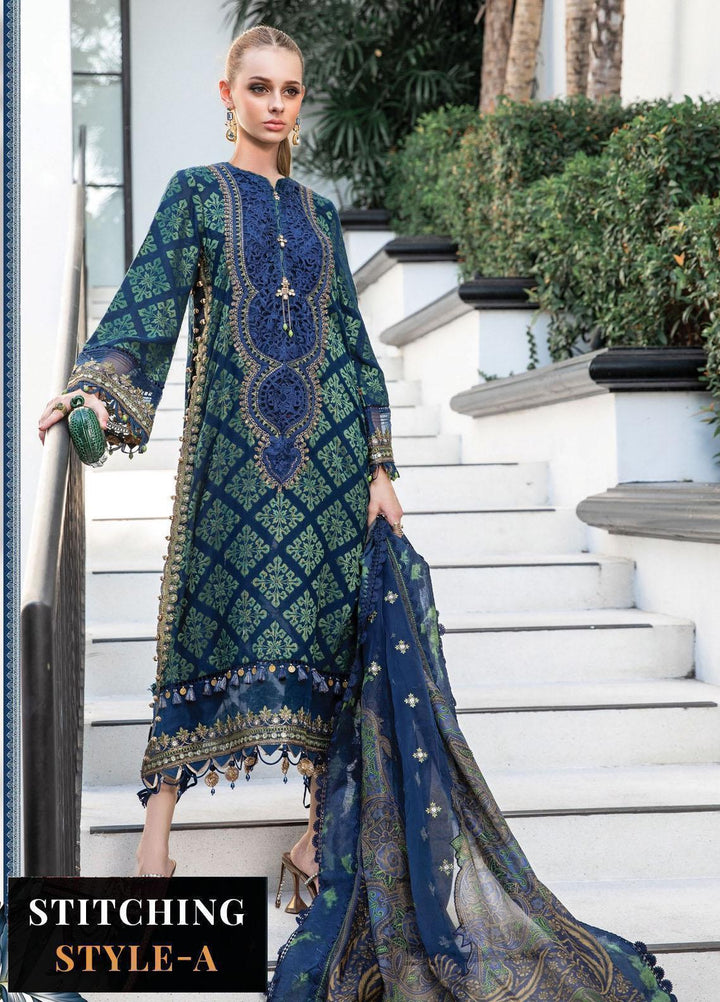 Maria B Embroidered Lawn Suits Unstitched 3 Piece MB23LE D-08 Glorious Beryl - Eid Collection