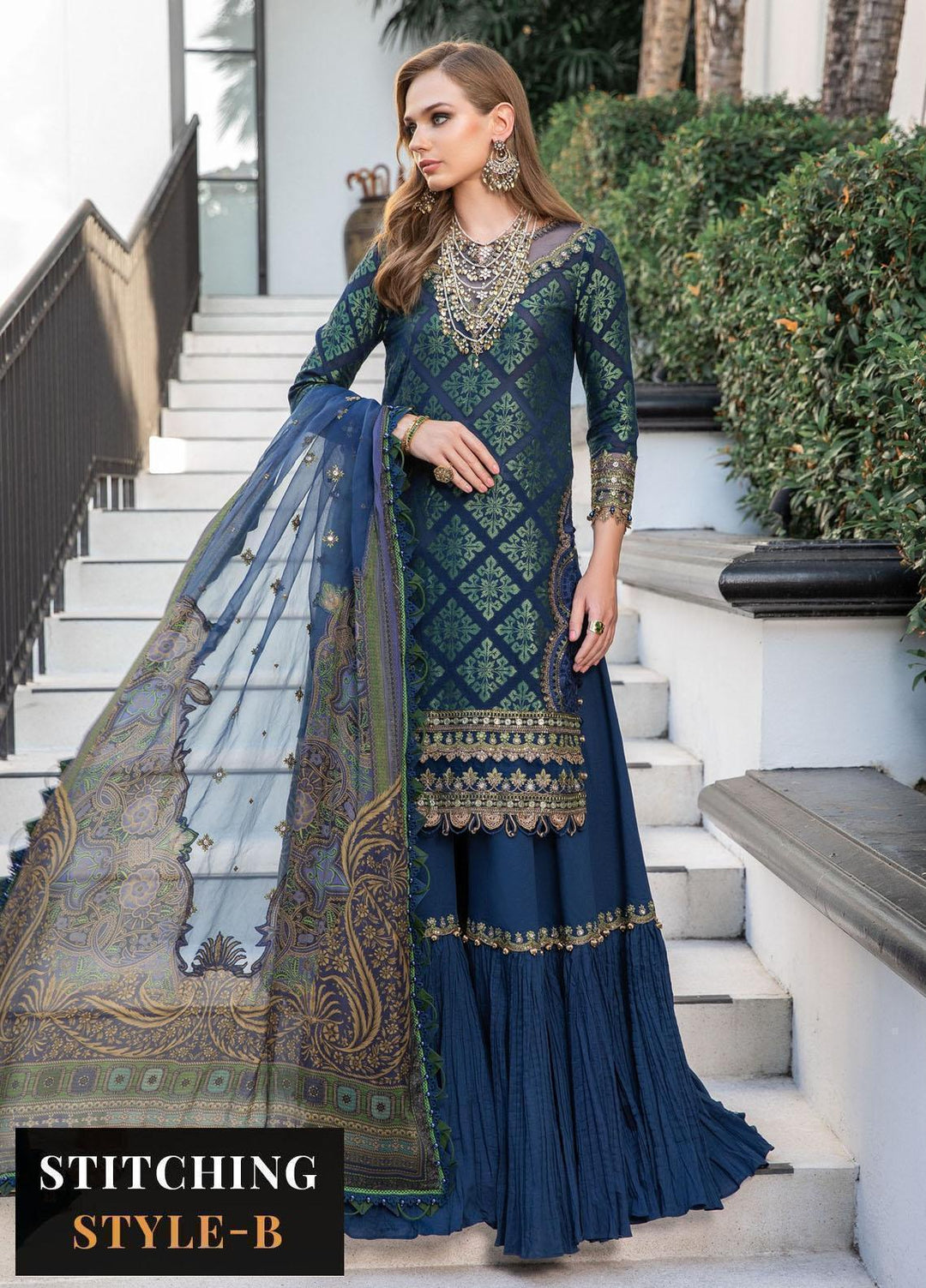 Maria B Embroidered Lawn Suits Unstitched 3 Piece MB23LE D-08 Glorious Beryl - Eid Collection