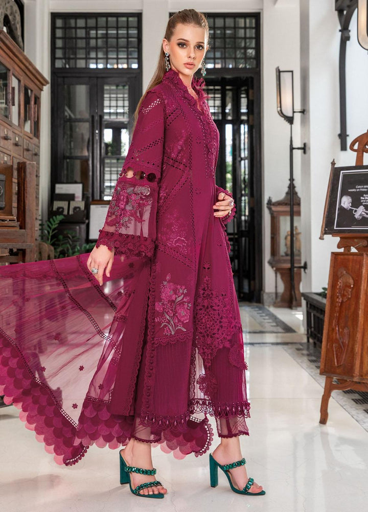 Maria B Embroidered Lawn Suits Unstitched 3 Piece MB23LE D-09 Scenic Scarlet - Eid Collection