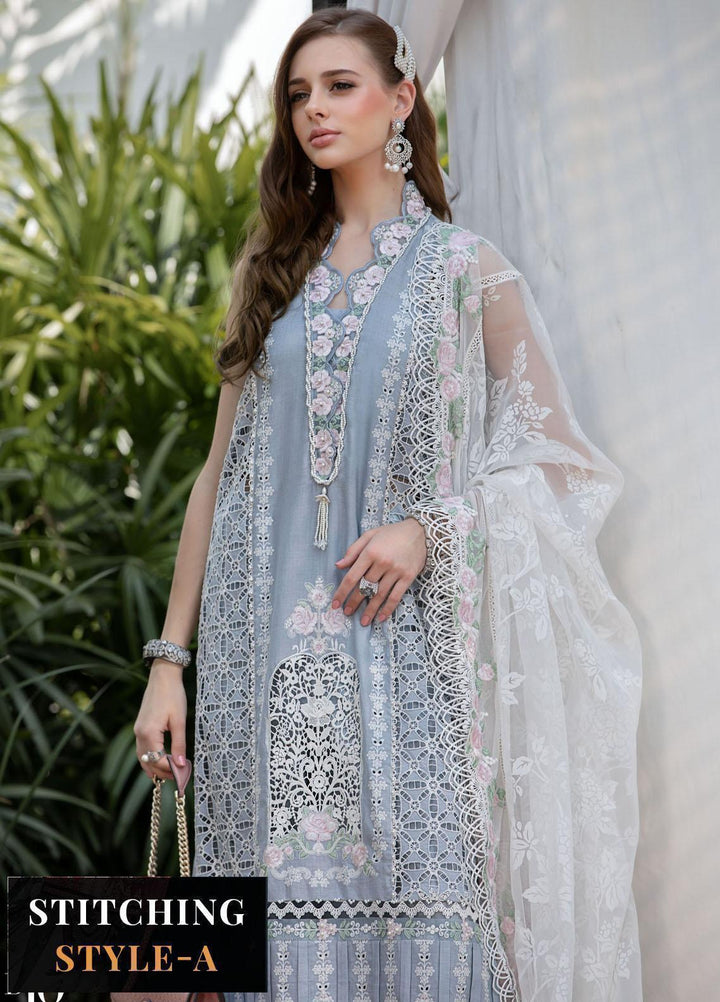 Maria B Embroidered Lawn Suits Unstitched 3 Piece MB23LE D-10 Illustrious Ivory - Eid Collection
