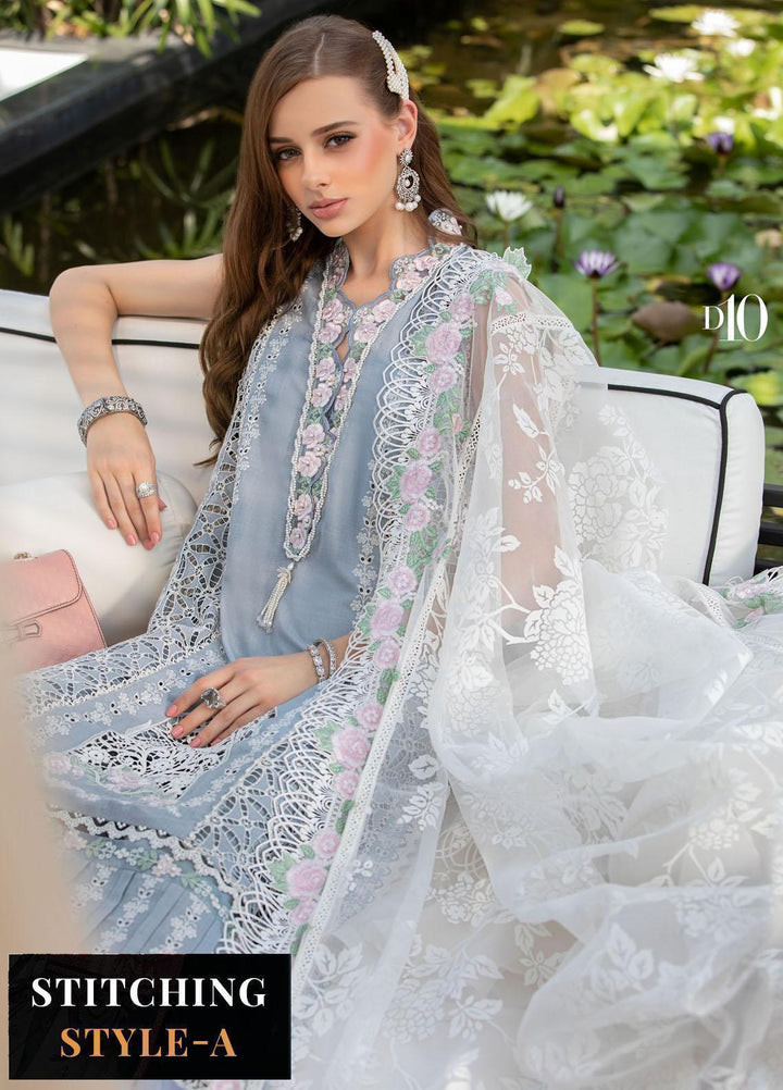 Maria B Embroidered Lawn Suits Unstitched 3 Piece MB23LE D-10 Illustrious Ivory - Eid Collection