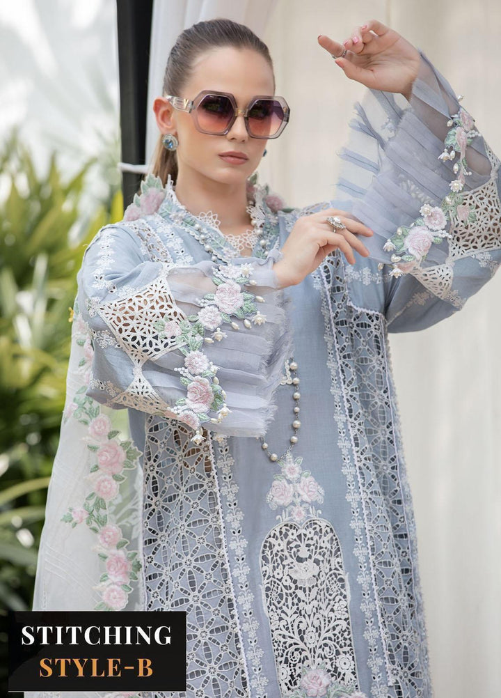 Maria B Embroidered Lawn Suits Unstitched 3 Piece MB23LE D-10 Illustrious Ivory - Eid Collection