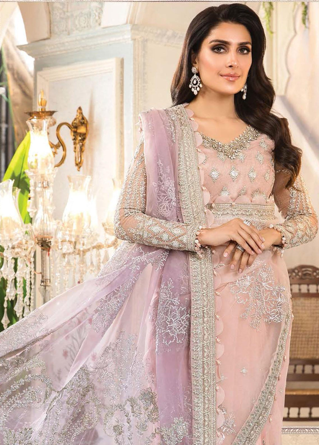 Mbroidered By Maria B Embroidered Zari Net  Unstitched Saree MB22M D4 - Luxury Collection