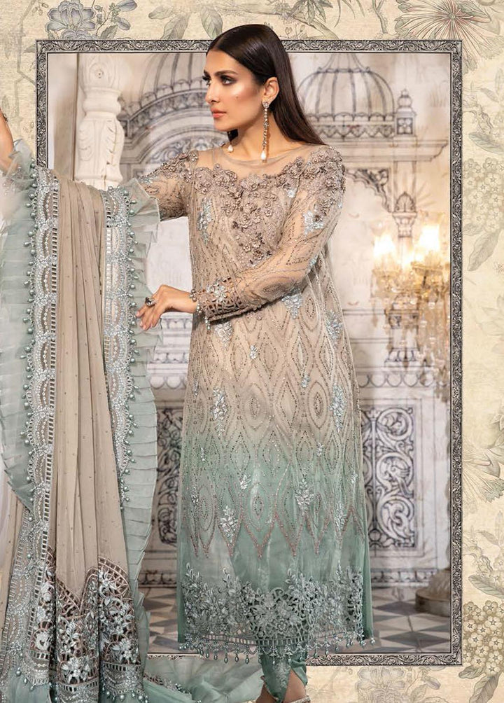 Mbroidered By Maria B Embroidered Chiffon Suits Unstitched 3 Piece MB22M D5 - Luxury Collection