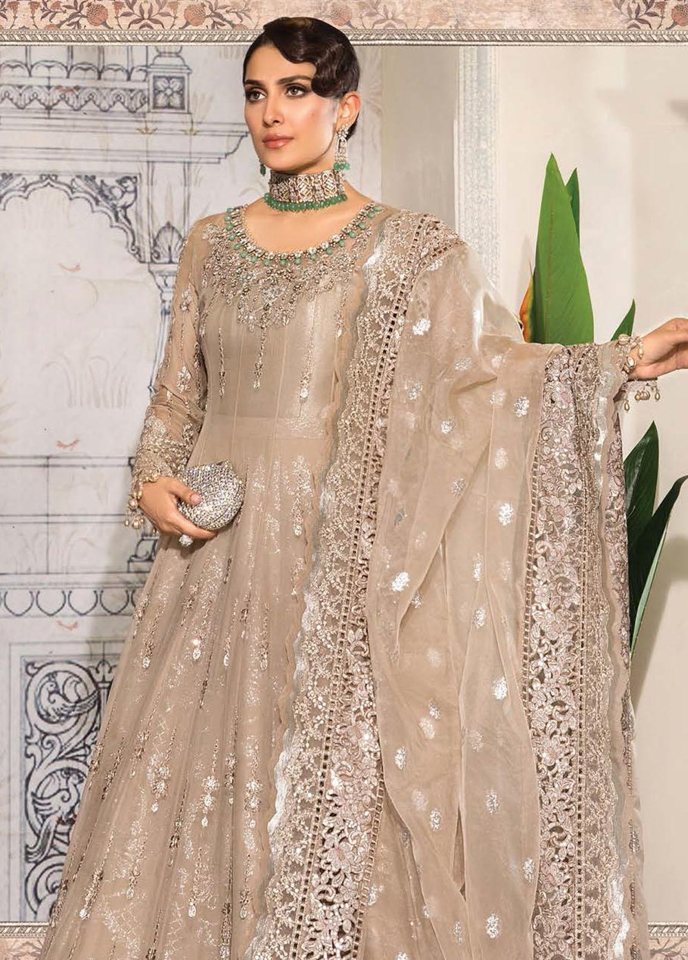 Mbroidered By Maria B Embroidered Chiffon Suits Unstitched 3 Piece MB22M D6 - Luxury Collection