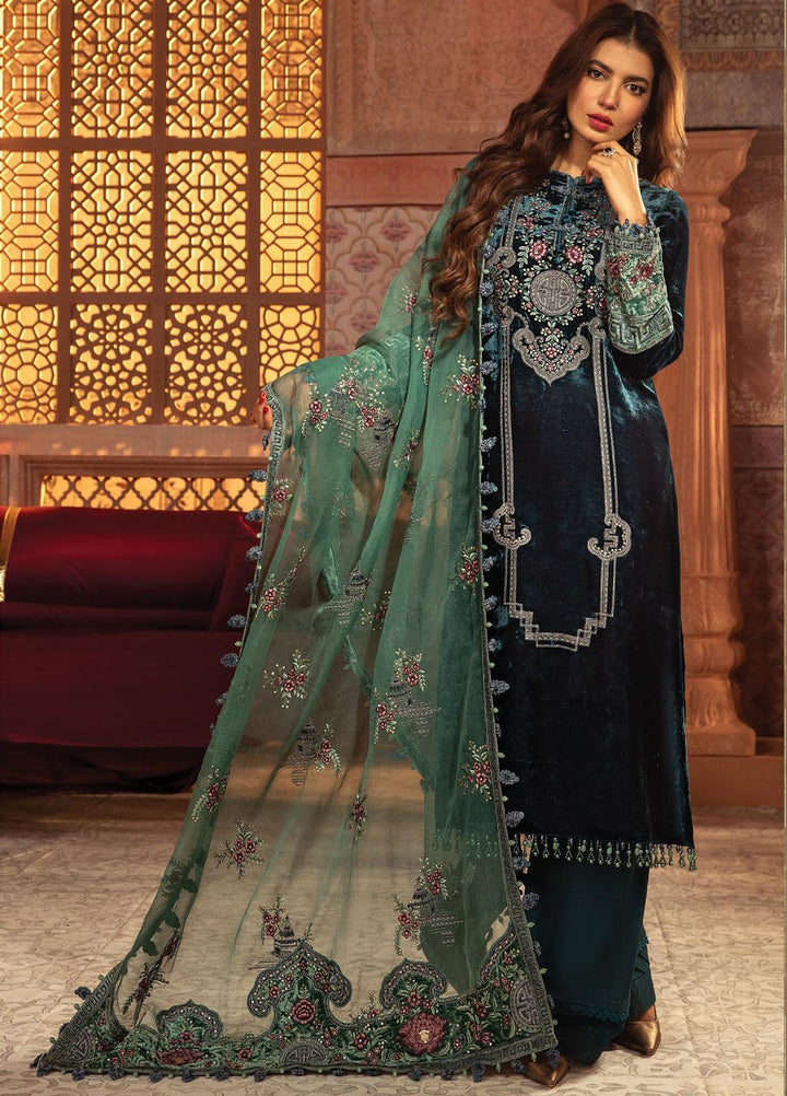 Maria B Embroidered Velvet Suits Unstitched 3 Piece MB21V D3 - Luxury Collection