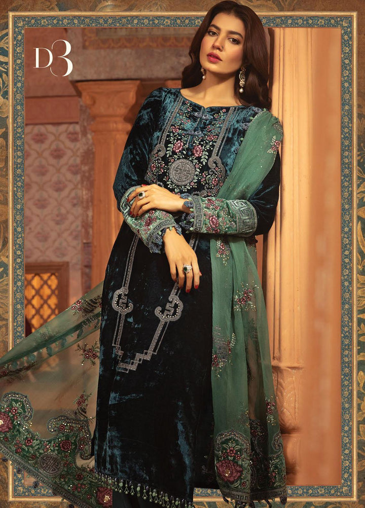 Maria B Embroidered Velvet Suits Unstitched 3 Piece MB21V D3 - Luxury Collection