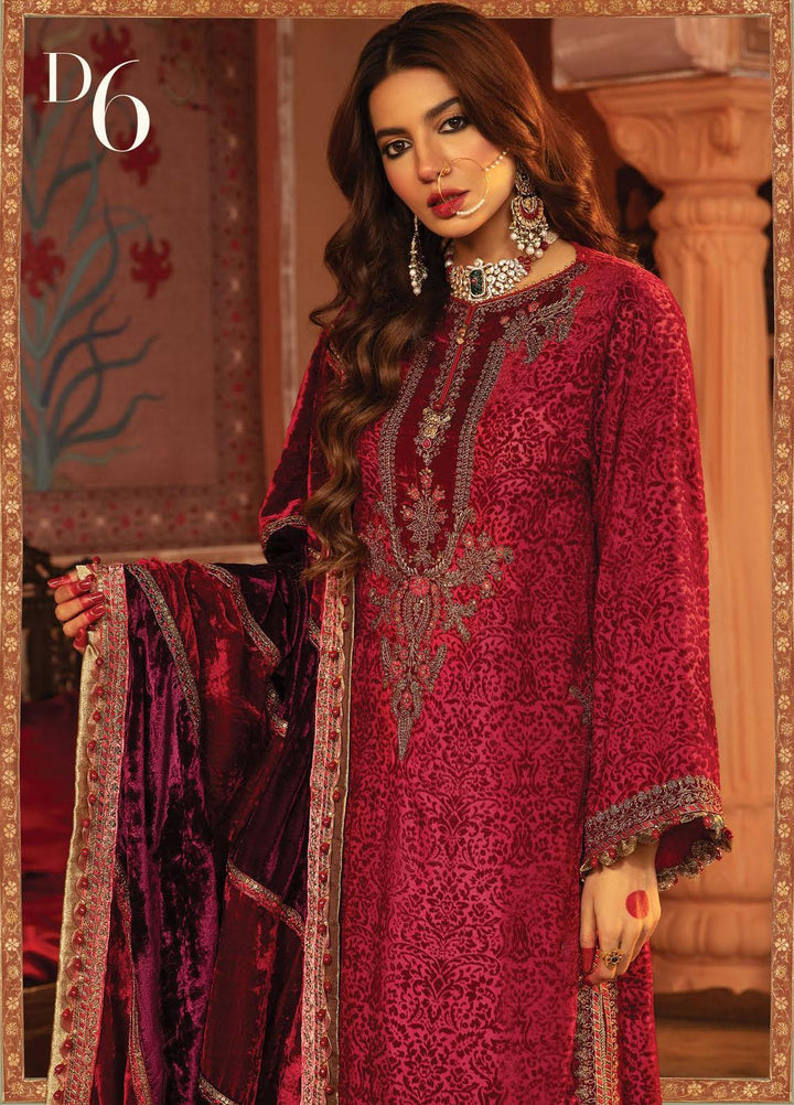 Maria B Embroidered Velvet Suits Unstitched 3 Piece MB21V D6 - Luxury Collection
